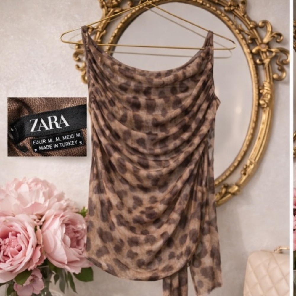 Zara Draped Leopard Top